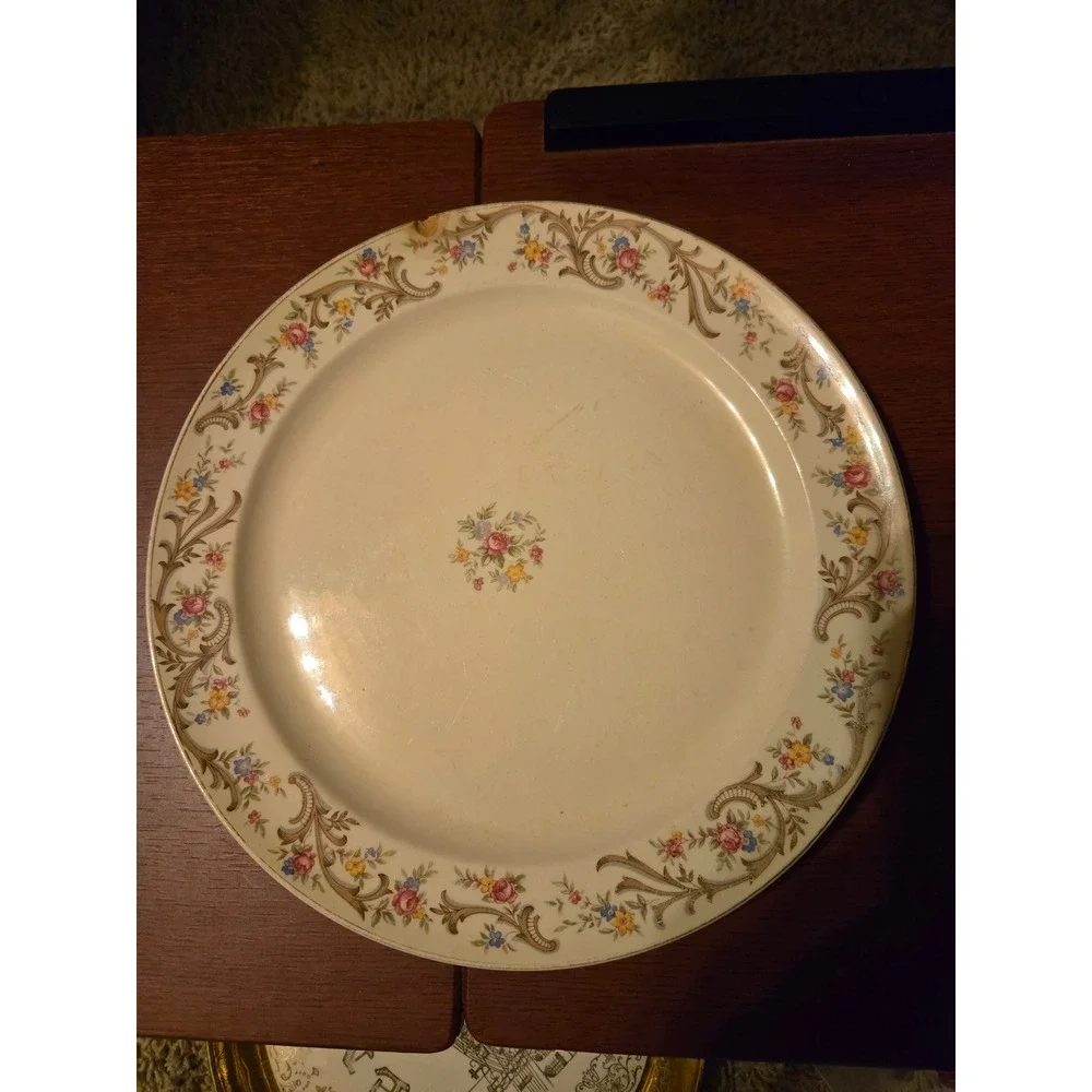 Vintage Taylor Smith Taylor‎ Everglade Floral Dinner Plate Cream Ceramic TST